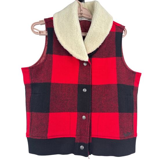 Woolrich Giant Buffalo wool vest plaid red size M - Picture 1 of 9
